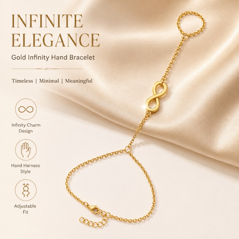Gold Infinity Hand Bracelet Hathphool